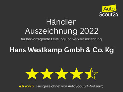 Händler Auszeichnung 2022 • AutoScout24 • Autohaus Westkamp